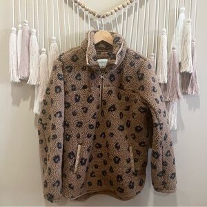 abercrombie and fitch leopard print sherpa pullover